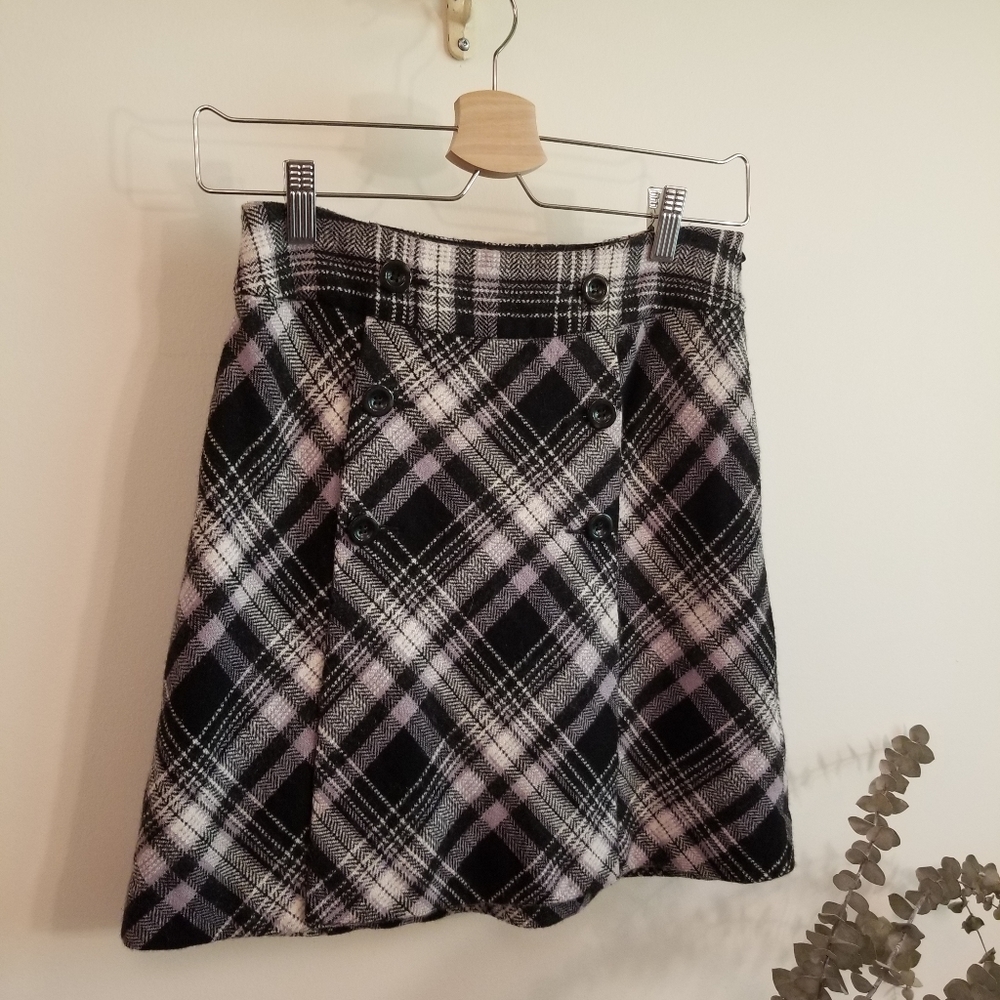 Vintage B&W plaid mini skirt, sz 4